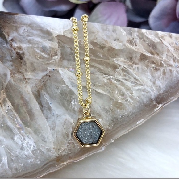 HP Dainty Gold Druzy Necklaces - Picture 5 of 7